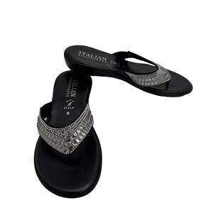 Italian Shoemakers Black flip flop‎ New Women's 9 Embellished Slip On Sandal